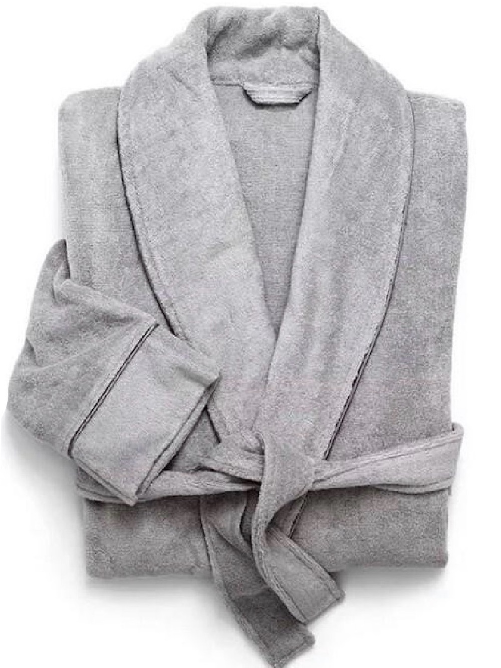 Hudson Park Modal Cozy Shawl-Collar Terry Robe - Light Gray